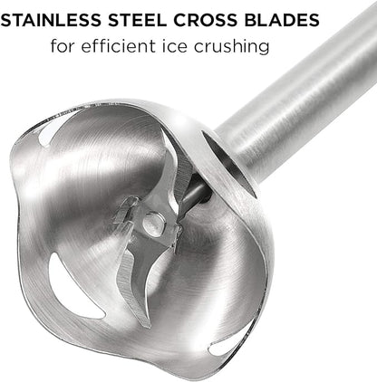 Chefman Immersion Stick Hand Blender with Stainless Steel Blades, Powerful Electric Ice Crushing 2-Speed Control Handheld Food Mixer, Purees, Smoothies, Shakes, Sauces & Soups, Red