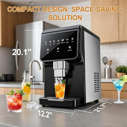 15" Wide Commercial Under Counter Ice Maker – 120 lbs/Day, 25 lb Storage Bin, Auto-Cleaning & 24H Timer, Gravity Drain, Built-in or Freestanding Stainless Steel Ice Machine for Home & Business
