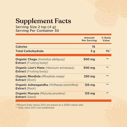 Four Sigmatic Focus Organic Mushroom Coffee | 1500mg of Adaptogens per Serving | Lion's Mane, Chaga, Rhodiola, Ashwagandha & Mucuna for Energy, Focus, Positive Mood & Immune Support | 30 Servings