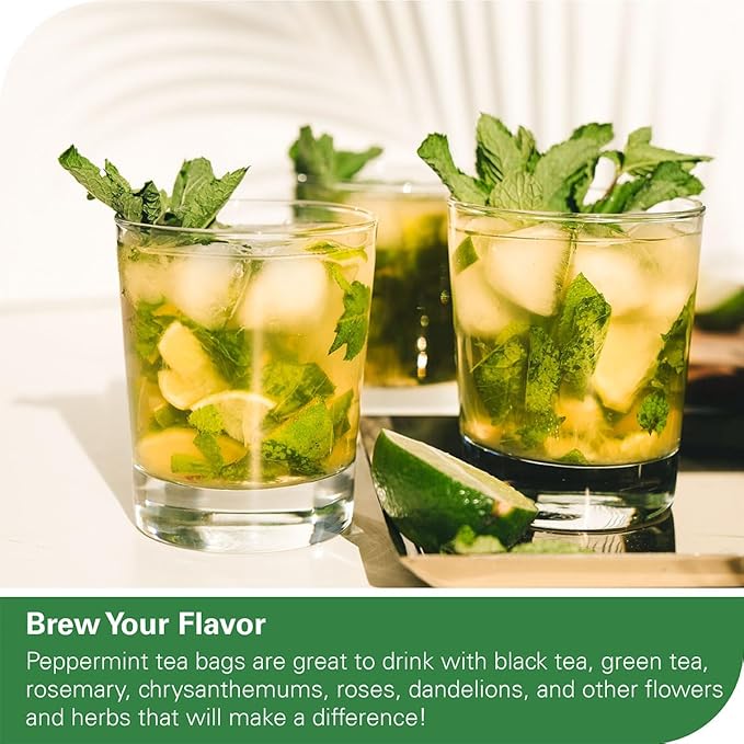 WT WEETEE Peppermint Tea Bags, Made with 100% Pure Peppermint, Fresh Minty Flavour Herbal Tea, Naturally Caffeine Free, 100 Count