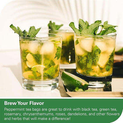 WT WEETEE Peppermint Tea Bags, Made with 100% Pure Peppermint, Fresh Minty Flavour Herbal Tea, Naturally Caffeine Free, 100 Count