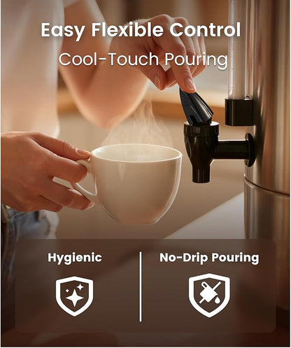 Commercial Coffee Maker 40-Cup Large Coffee Urn with Percolator Coffee Pot Electric 6L Stainless Steel Fast Brew Hot Water Dispenser for Tea Catering Events Home Office Easy Cleaning