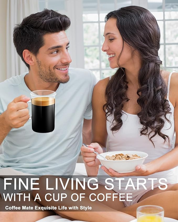 LUXU Glass Coffee Tea Cups(Set of 4)-13 oz,Clear Glass Mugs,Tall Drinking Glasses for Cappuccino,Latte,Espresso,Lead-free Drinking Glasses Great for Juice,Water,Beer,Milk Hot And Cold Drinks