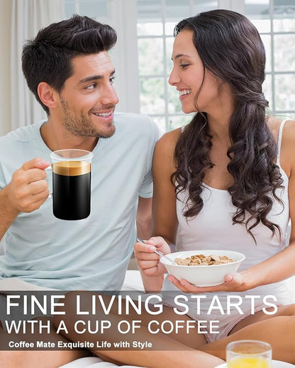 LUXU Glass Coffee Tea Cups(Set of 4)-13 oz,Clear Glass Mugs,Tall Drinking Glasses for Cappuccino,Latte,Espresso,Lead-free Drinking Glasses Great for Juice,Water,Beer,Milk Hot And Cold Drinks