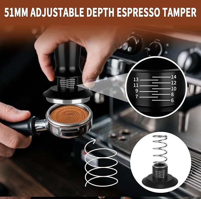23Pcs Espresso Accessories, 51mm Coffee Espresso Tamper Kit, Espresso Machine Accessories Set, with Espress Stirrer | 350ml Milk Pitcher | Coffee Powder Dispenser | Latte Art Kit for Espresso Machine