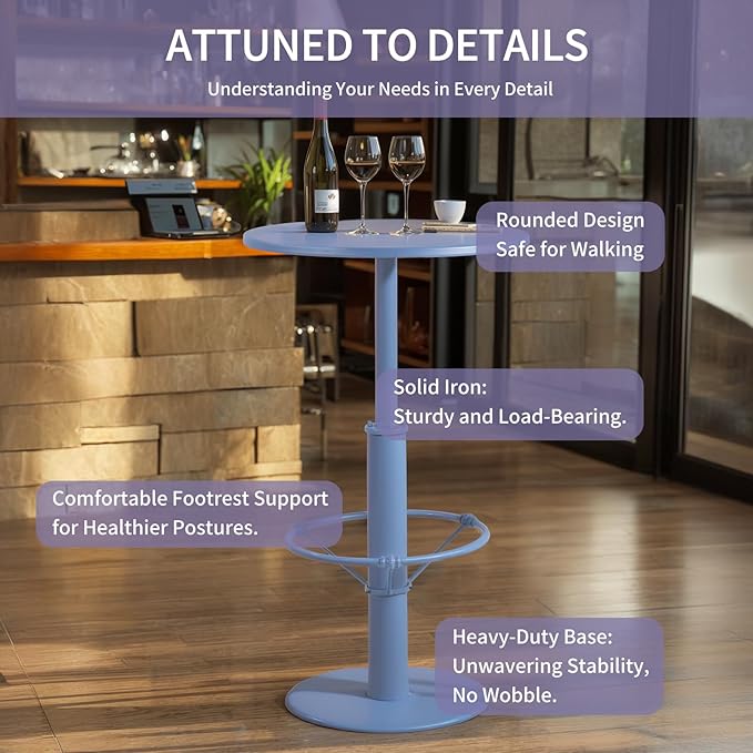 Minimalist High Pub Table 41.3inch Tall Bar Table Modern Patio Table for Backyard Retro Dinner Table in Home Kitchen Industrial Metal Display Stand