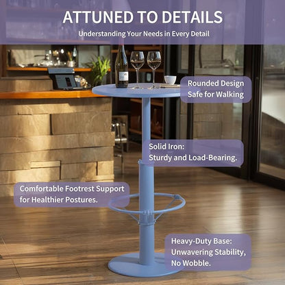 Minimalist High Pub Table 41.3inch Tall Bar Table Modern Patio Table for Backyard Retro Dinner Table in Home Kitchen Industrial Metal Display Stand