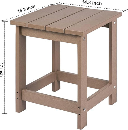 LZRS Adirondack Square Outdoor Side Table for Patio, Pool Composite Patio Table,HDPE End Tables for Backyard,Pool, Indoor Companion, Easy Maintenance & Weather Resistant(Weather Wood)