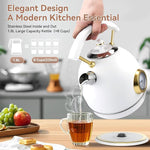Load image into Gallery viewer, Rasonic Classic Retro Electric Kettle, 1.8L Stainless Steel, 1500W Fast Quiet Boiling, Temperature Gauge, LED Light, Auto Shut-Off, Home &amp; Office Use - White and Champagne Gold