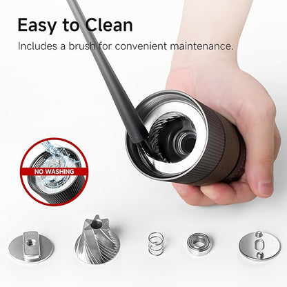 HiBREW G4B Manual Coffee Grinder with External Adjustable Dial - Aluminum Conical Burr Mill, Numerical Settings & Travel Case, Coarse to Fine Grind for Espresso Pour Over Moka Pots. 22g Capacity