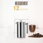Load image into Gallery viewer, Utopia Kitchen Stainless Steel French Press Coffee Maker 12 Oz, French Press Tea Maker, Cold Brew Portable Travel Coffee Presses, Tea Press Gifts Silver