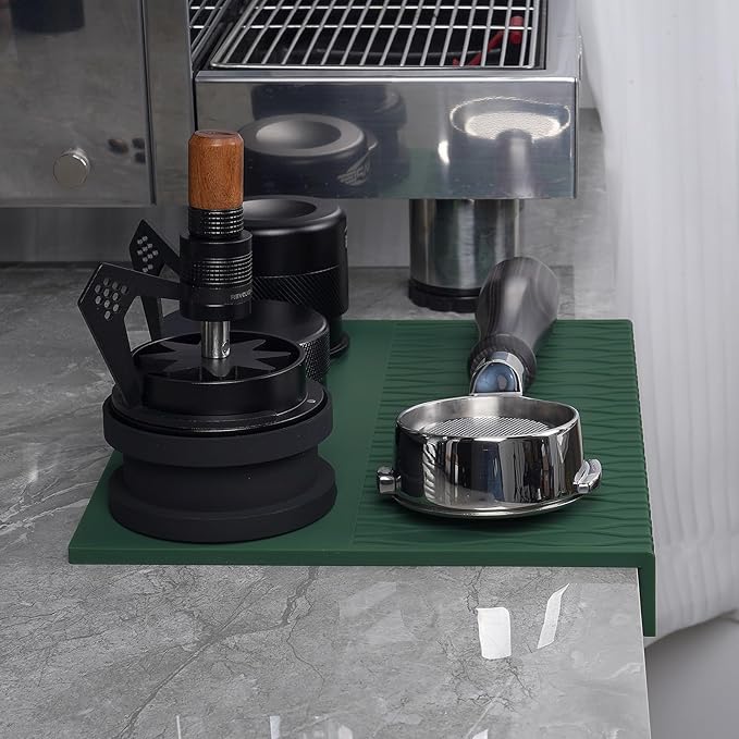 IKAPE Espresso Tamping Mat, Food Grade Silicone Coffee Tamper Mat, Portafilter Tamp Mat Espresso Accessory For Baristas, Waterproof Heat Resistant Tamping Pad Mat for Counter(Green)