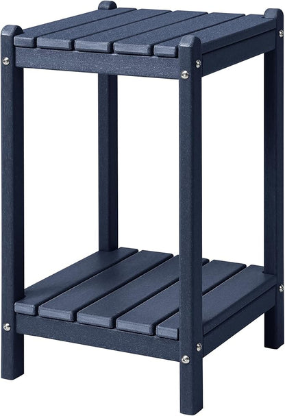 LZRS 24" Double Adirondack Outdoor Side Table, Pool Composite Patio Table,HDPE End Tables for Backyard,Pool, Indoor Companion, Easy Maintenance & Weather Resistant(Navy Blue)