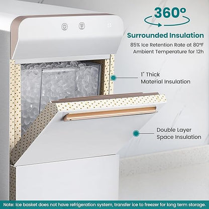 Gevi V2.0 Quiet Countertop Nugget Ice Maker, Self-Cleaning Chewable Pellet Ice Machine, 38 lbs/24H, Energy-Efficient, White