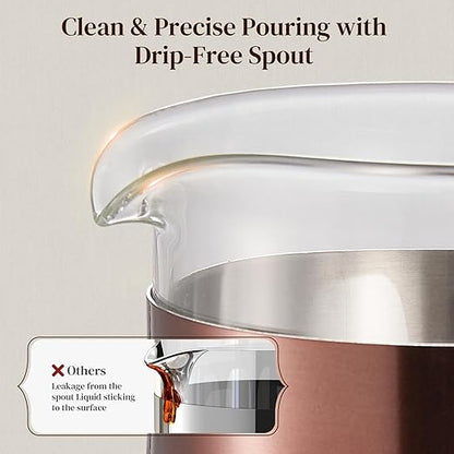 Veken French Press Coffee Maker 21oz 0.6 L, Heat Resistant Thickened Borosilicate Glass,Stainless Steel Brewer,Single Serve Small Pot, Cold Brew Cafetera Teapot for Kitchen Travel Camping, Copper