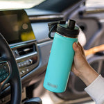 Load image into Gallery viewer, koodee Insulated Water Bottle, 22 oz Stainless Steel Double Wall Vacuum Wide Mouth Sport Bottle with Leakproof Spout Lid (Teal)