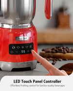 Load image into Gallery viewer, Hazel Quinn Milk Frother - Milk Steamer with Adjustable Temperature &amp; Foam Thickness, Dishwasher Safe, Detachable Base, for Latte/Cappuccino/Hot Chocolate, Cold Foam, 400ML (13.5OZ) - Ruby Red