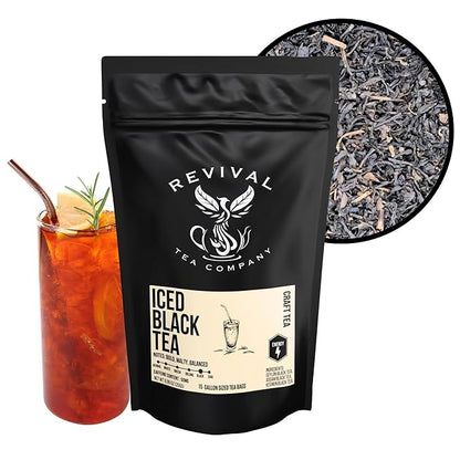Revival Tea Company Iced Black Tea - 1 Gallon Sachets - Black Tea Blend of Ceylon, Assam and Keemun Black Teas - 15 Count