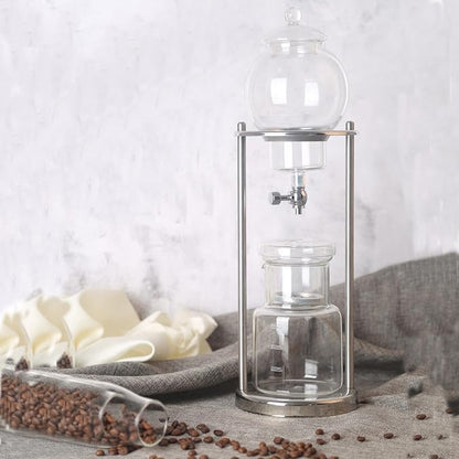 LOYALHEARTDY Ice Cold Brew Dripper Coffee Maker, 600 ml Luxury Iced Coffee Maker Smooth Drip Coffee Maker with Adjustable Rate Dripper Cold Brew Coffee Machine Ice Drip Coffee Maker for Coffee & Tea