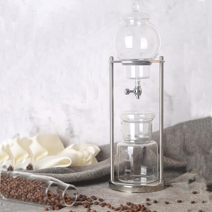 LOYALHEARTDY Ice Cold Brew Dripper Coffee Maker, 600 ml Luxury Iced Coffee Maker Smooth Drip Coffee Maker with Adjustable Rate Dripper Cold Brew Coffee Machine Ice Drip Coffee Maker for Coffee & Tea