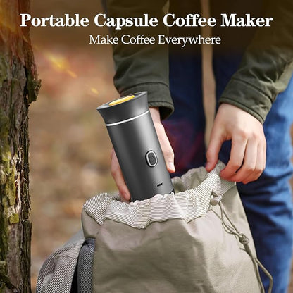 Portable Espresso Maker, Travel Coffee Maker for camping, Portable Espresso Machine with USB-C, 3-in-1 Small Espresso Machine with Ground Coffee & Capsules (NS＆DG) for RV, Hiking, Office (Gray)