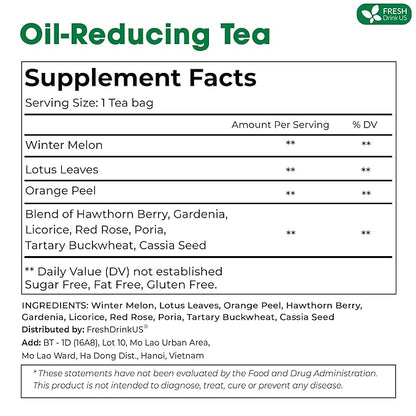 FRESHDRINKUS, 30 Packs of Oil Reducing Tea, Oil Cleansing for Liver, 10 Herbal Ingredients, Traditional Recipe Tea for Liver, 100% Natural, Easy Brewing, Steep Repeatedly (30 Packs)