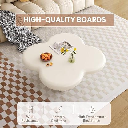 Cloud Coffee Table with 4 Legs, Modern Coffee Table, Irregular Center Table for Living Room, Bedroom, Office, Small Spaces, Easy to Assemble