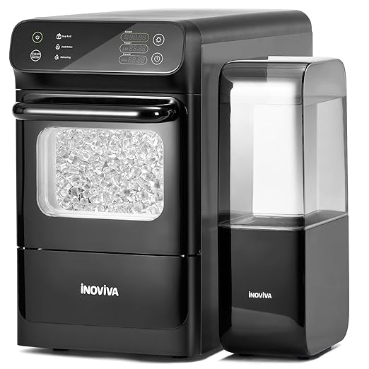 Nugget Ice Maker with 1.2 Gallon Tank, 40lbs/24H Soft & Chewable Ice, Automatic Water Supply, Preset Time, Self-Cleaning, Multifunctional Pellet Ice Machine for Home & Kitchen