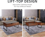 Load image into Gallery viewer, CLATINA Lift Top Coffee Table with Drawer and Hidden Compartment, Pop Up Coffee Table for Living Room, 41.7in Mid Century Modern Wood Coffee Table, Rustic Brown