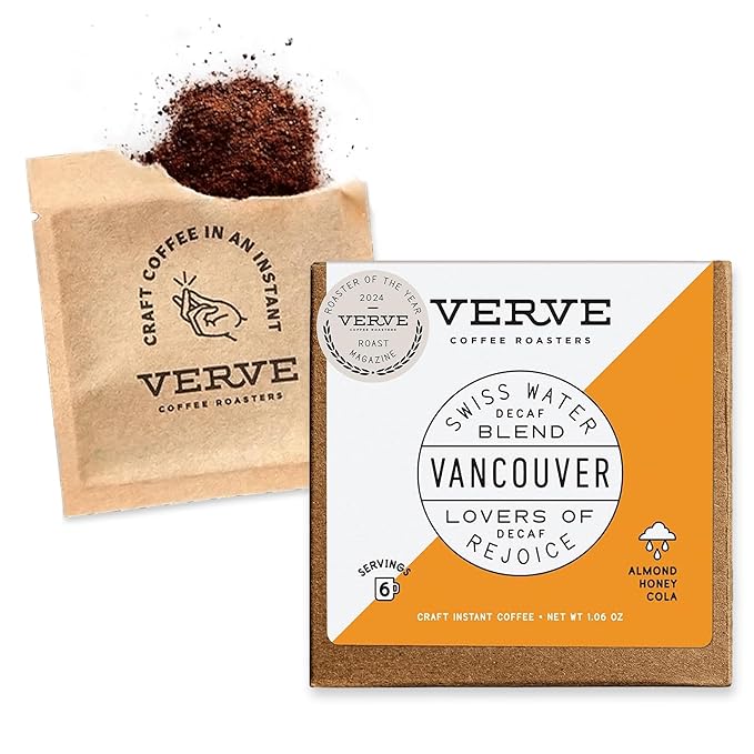 Verve Coffee Roasters Craft Instant Coffee Vancouver Swiss Water Decaf | Medium Roast, Ground, Hand-Roasted | Enjoy Hot or Cold | Up to 6 Servings