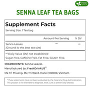 FreshDrinkUS, Premium 135 Senna Leaf Tea Bags for Constipation, Supports Your Cardiovascular System, 100% Natural & Pure. Loose Leaf Senna Herbal Tea, Made with Natural Material Tea Bags. Non GMO, No Sugar/ Caffeine/ Gluten, Vegan.