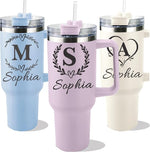 Load image into Gallery viewer, Ships Next Day,Birth Flower 40 Oz Tumbler with Handle and Straw, Personalized Tumbler with Name Insulated Cup Reusable Stainless Steel Water Bottle Travel Mug Christmas Birthday Gifts for Women