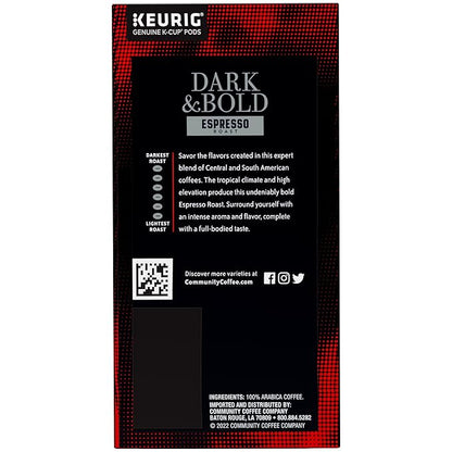 Community Coffee Dark & Bold Espresso Roast 24 Count Coffee Pods, Compatible with Keurig 2.0 K-Cup Brewers, 24 count (Pack of 1)