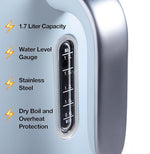 Load image into Gallery viewer, Rae Dunn Electric Hot Water Kettle - Stainless Steel Coffee Maker, Tea Kettle, Swivel Base, With Automatic Shut Off Boil-Dry Protection, Easy Pour, 1500 Watt Boiling Power, 1.7 Liters, Baby Blue