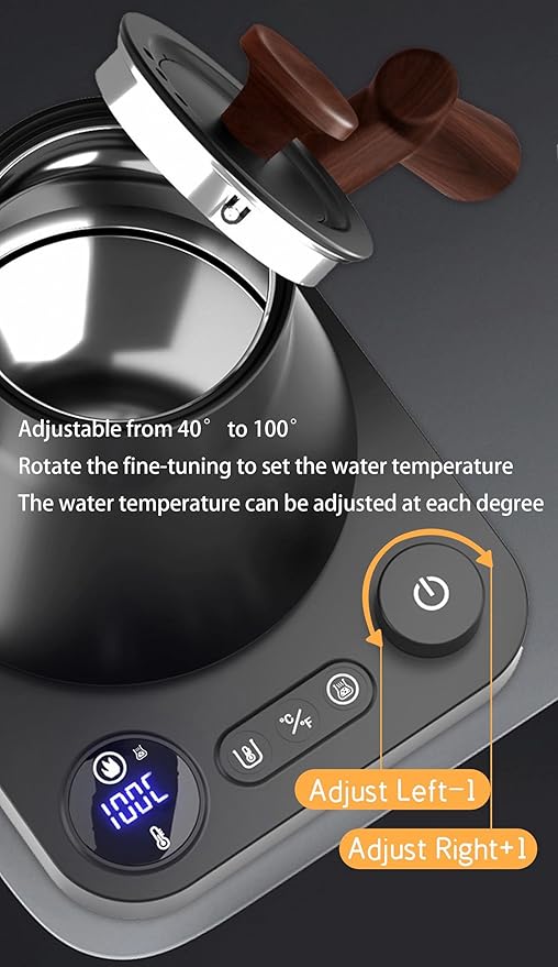 Electric Kettles, Gooseneck Electric Kettle, ±1℉ Temperature Control, Stainless Steel Inner, Quick Heating, for Pour Over Coffee, Brew Tea, Boil Hot Water, 0.9L (Black)