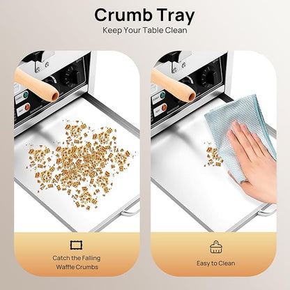 1.5kw Waffle Stick Making Machine, 14.76x12.99x10.04in Non-Stick Electric Waffles Maker, Stainless Steel Waffle Maker with 3 Honeycomb-Shaped Grids, 122-572℉, Double-Sided Heating, Timer(0-5min)