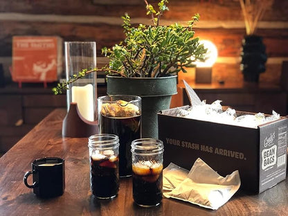 GRADY’S COLD BREW, French Vanilla, 100% Arabica Ground Coffee & Chicory Pouches | SIX Bundles of 4 Easy-to-Brew Bean Bags, Makes 72 drinks