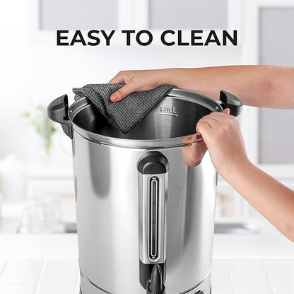 Zulay Commercial Coffee Maker Machine Urn - Large Percolator Pot Dispenser With Double-Wall Stainless Steel, Quick Brew, Stays Hot - Also for Water, Tea, Beverage at Events & Catering - 50 Cup Silver