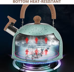 Load image into Gallery viewer, Hemoton Whistling Tea Kettle for Stovetop Stainless Steel Tea Pot Kettles Water Kettle Stove Coffee Kettle with Cool Grip Ergonomic Handle for Boiling Water 2L Green