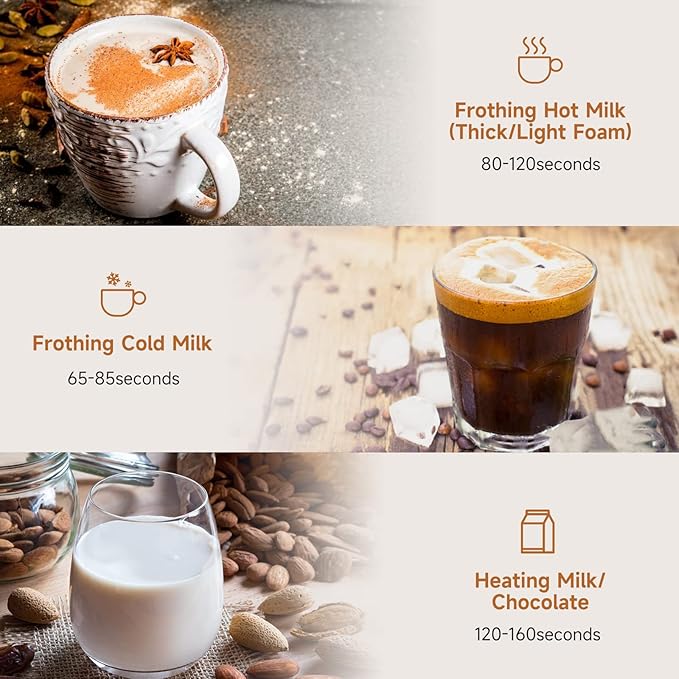 Milk Frother, Milk Steamer for Coffee, 4 in 1 Electric Milk Frother and Steamer, Warm and Cold Foam Maker, Hot Chocolate Maker, Milk Warmer, 12oz/350ml Frother for Latte, Cappuccino, Matcha