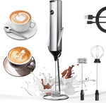 Load image into Gallery viewer, YARRAMATE Rechargeable Milk Frother Wand Handheld With Stand, 3 Speed Adjustable Drink Mixer with 2 Whisks, Stainless Steel Electric Stirrer for Coffee, Lattes, Protein Shakes, Matcha, Egg