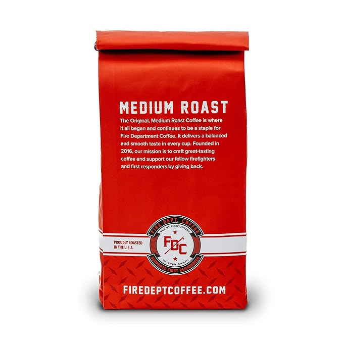 Fire Department Coffee - Gives Back to Firefighters - Balanced & Smooth Original Medium Roast Coffee Beans - Roasted in the USA - Veteran Owned -12 oz