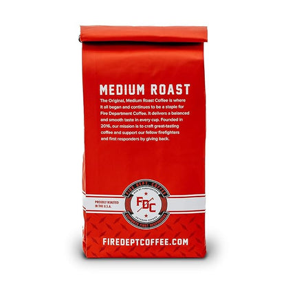 Fire Department Coffee - Gives Back to Firefighters - Balanced & Smooth Original Medium Roast Ground Coffee - Roasted in the USA - Veteran Owned -12 oz