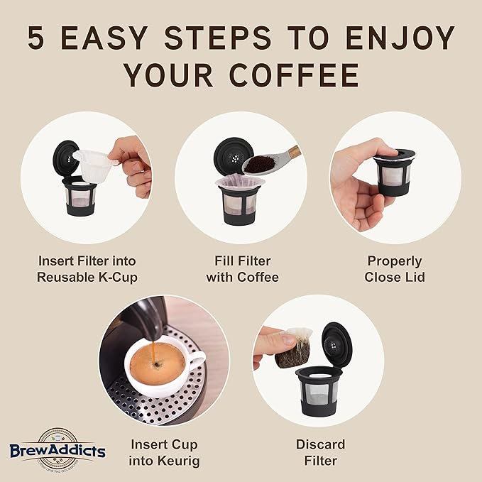 600 Paper Coffee Single-Use Filters, for Keurig Brewers and Compatible with K-Cup Pods 1.0 & 2.0 Models, White Compact Design