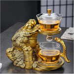 Load image into Gallery viewer, Creative Golden Cicada Shaped Magnetic Tea Pot - Semi Automatic Glass Teapot with Lazy Kungfu Drip Function - Suitable for Home/Office Reception Tea Set