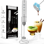 Load image into Gallery viewer, Milk Frother Handheld Rechargeable with Stand, Frother Wand Drink Mixer Electric Whisk for Coffee, Detachable With 3 Stainless Whisks, Hand Mixer for Lattes, Cappuccino, Matcha, Egg, Silver