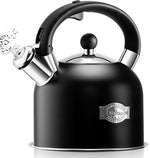 Load image into Gallery viewer, SUSTEAS Tea Kettle - 3.17QT Whistling Kettle with Ergonomic Handle - Premium Stainless Steel Tea Pots for Stove Top, Chic Vintage Teapot with Composite Base, Work for All Stovetops (Black)