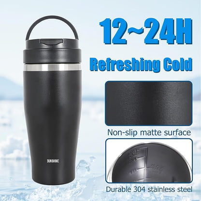 Ice Shave 2-in-1 Stainless Steel Vacuum Tumbler & Cordless Blender - 28oz, Leak Resistant, Cold 24Hrs/Ice 2 Days, 120 Watts with Waterproof Charging - For Smoothies, Home/Office/Car, Black