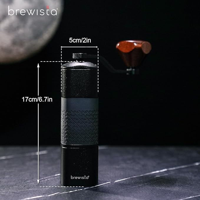 Brewista Artisan Meteor Manual Coffee Grinder, Stainless Steel Conical Burr Grinder with 18 Adjustable Settings, Portable Espresso, Moka Pot Coffee Bean Grinder, Detachable Handle, 25-30g Capacity