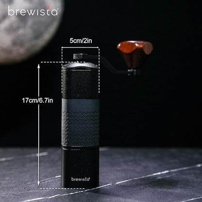 Brewista Artisan Meteor Manual Coffee Grinder, Stainless Steel Conical Burr Grinder with 18 Adjustable Settings, Portable Espresso, Moka Pot Coffee Bean Grinder, Detachable Handle, 25-30g Capacity